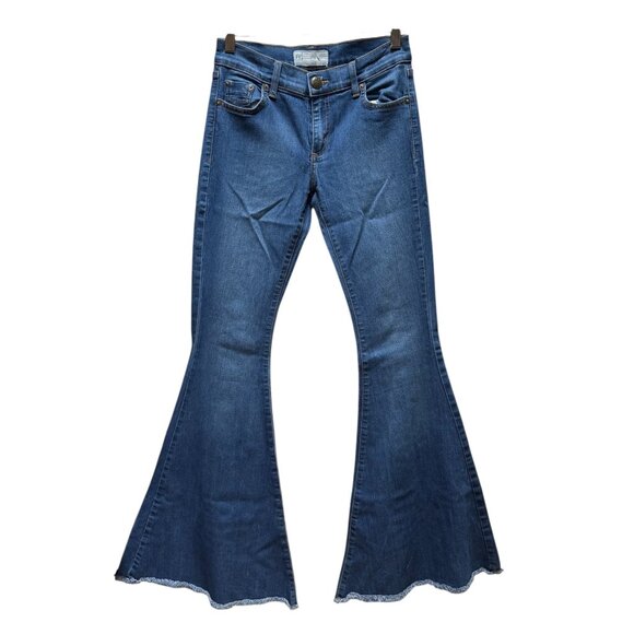 Free People Just Float On Jeans High-Rise Flared Blue Boho Festival Size 27‎ - Picture 1 of 4